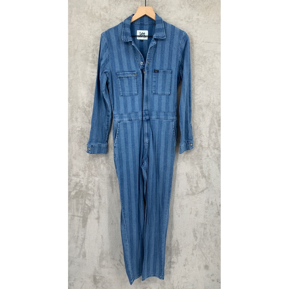 Lee Jumpsuit‎ Women XS Blue Railroad Striped Denim Union Alls Coveralls